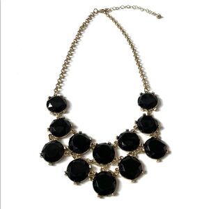 Chandelier Gold Tone and Black Stone Statement Necklace